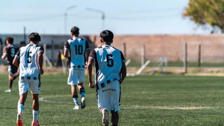 Young soccer players in jerseys during a daytime match on a grass field.